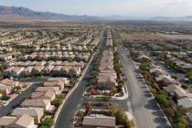 An aerial view of housing developments near Farm Road and Shaumber Road in Las Vegas on Monday, ...