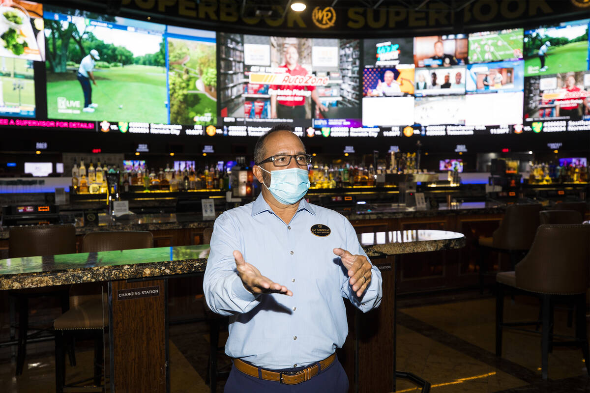 Jay Kornegay, vice president of Westgate Sportsbook, talks to the Review-Journal at the Westgat ...