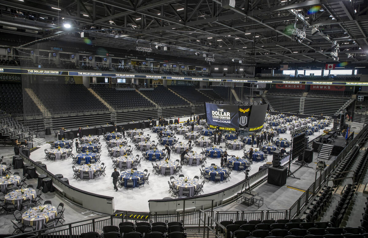 Tables are set up for the Mayor’s State of the City 2022 address during a tour of the ne ...