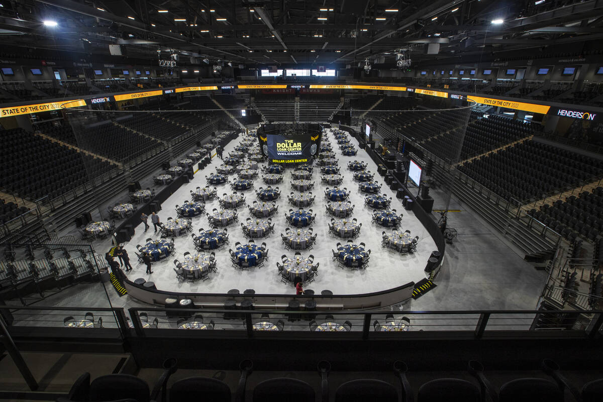 Tables are set up for the Mayor’s State of the City 2022 address during a tour of the ne ...