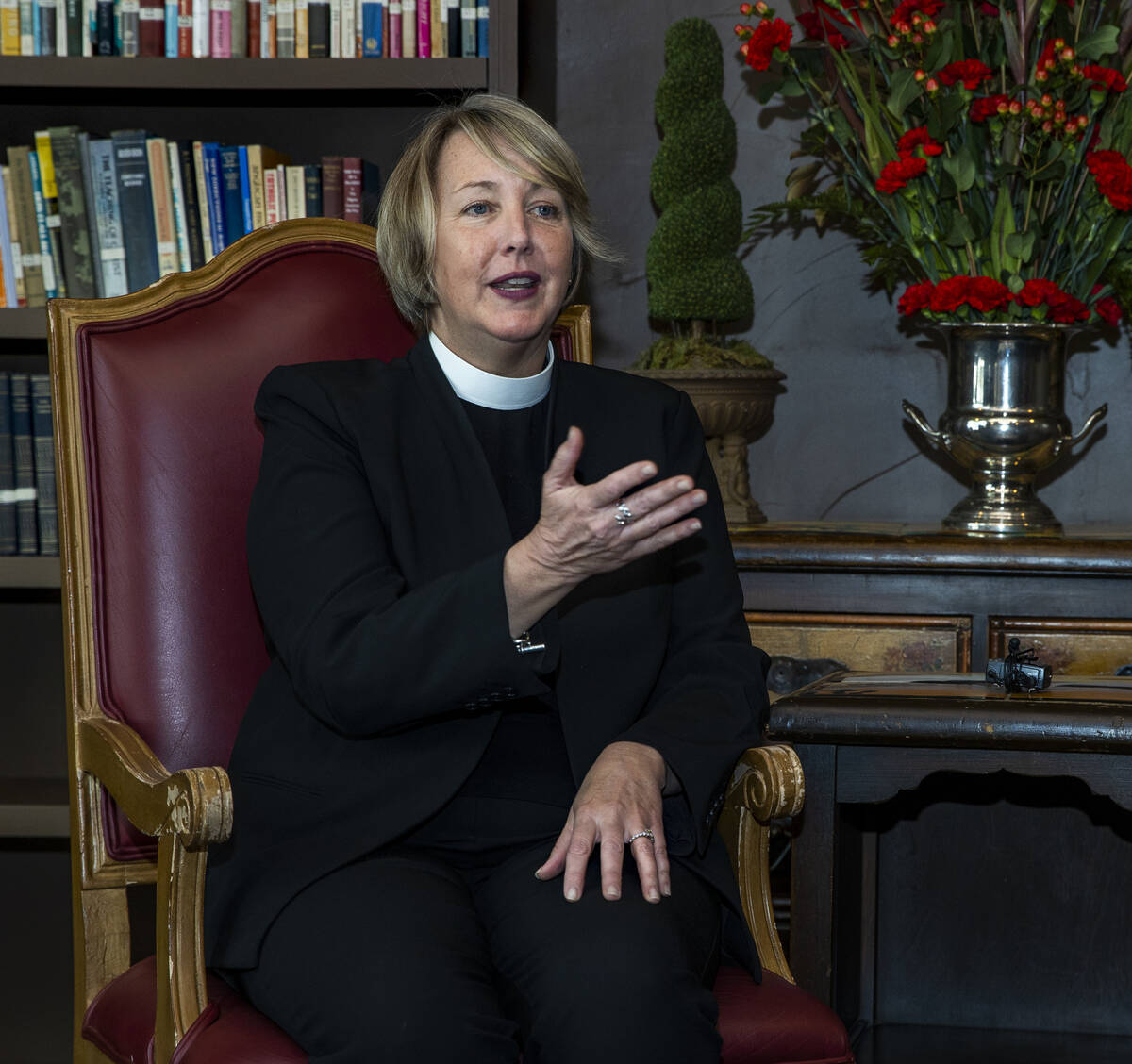 The Rev. Elizabeth Bonforte Gardner speaks during a press conference at Christ Church Episcopal ...