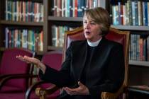 The Rev. Elizabeth Bonforte Gardner speaks during a press conference at Christ Church Episcopal ...