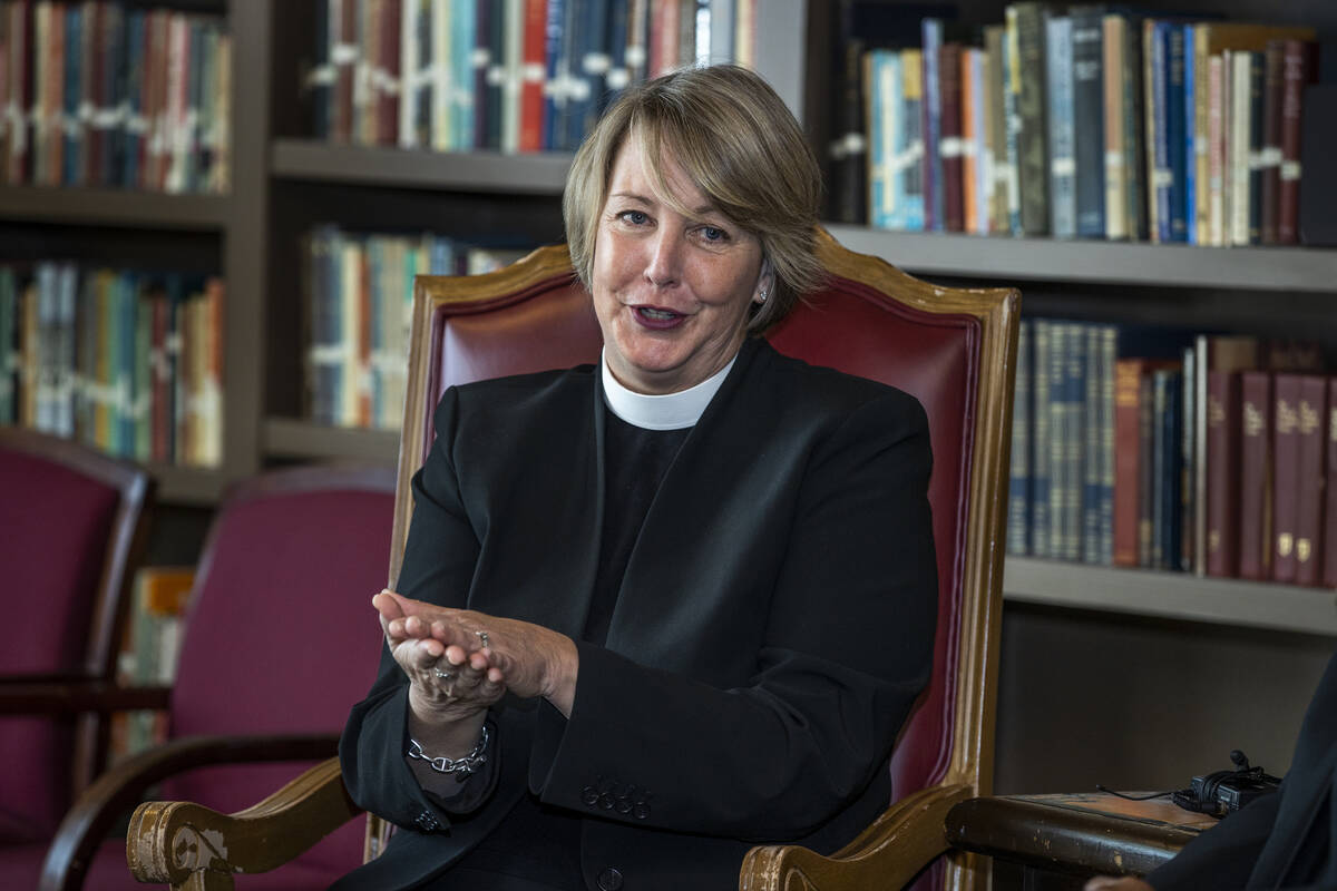 The Rev. Elizabeth Bonforte Gardner speaks during a press conference at Christ Church Episcopal ...