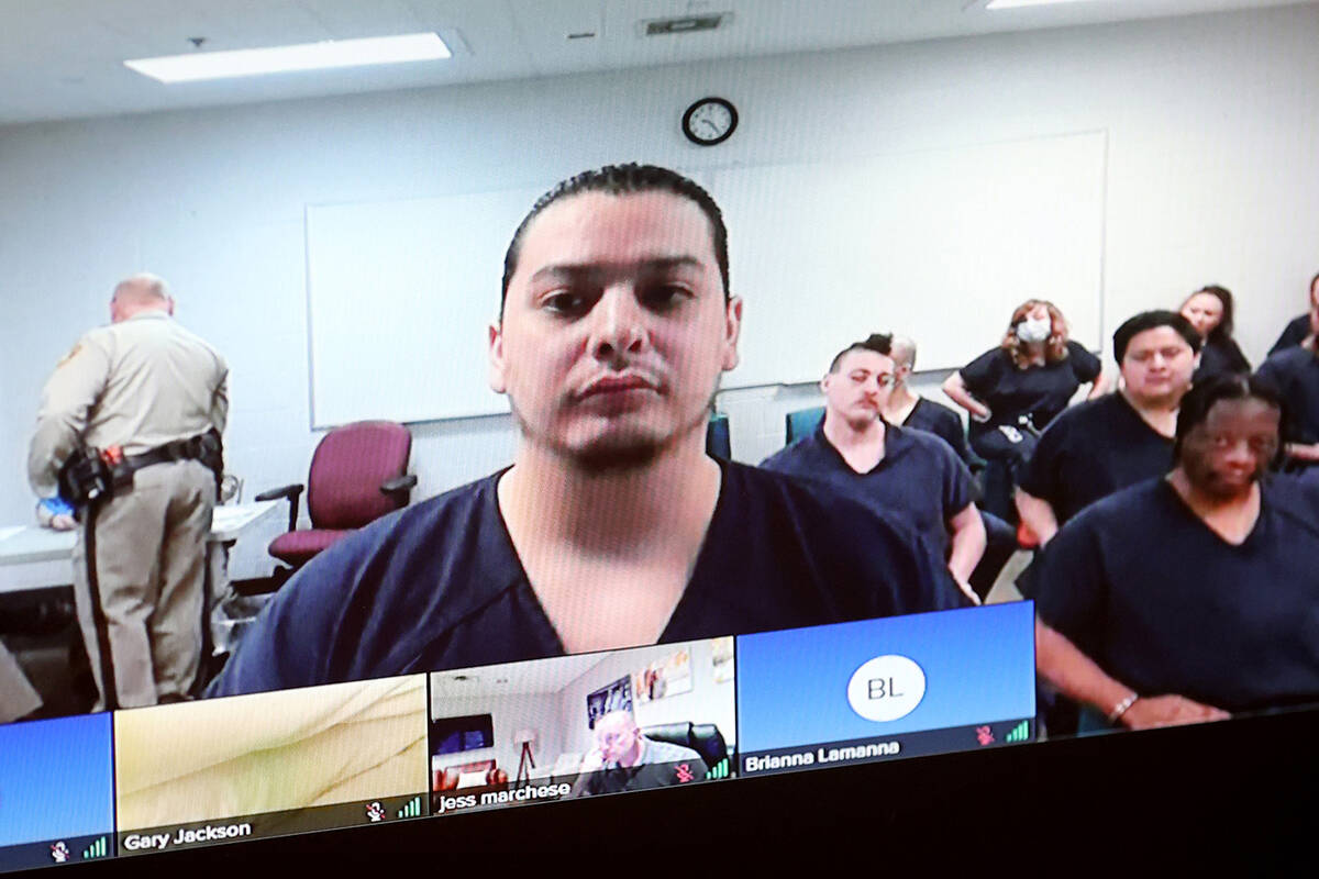Luis Loya appears via video in court at the Regional Justice Center in Las Vegas Friday, March ...