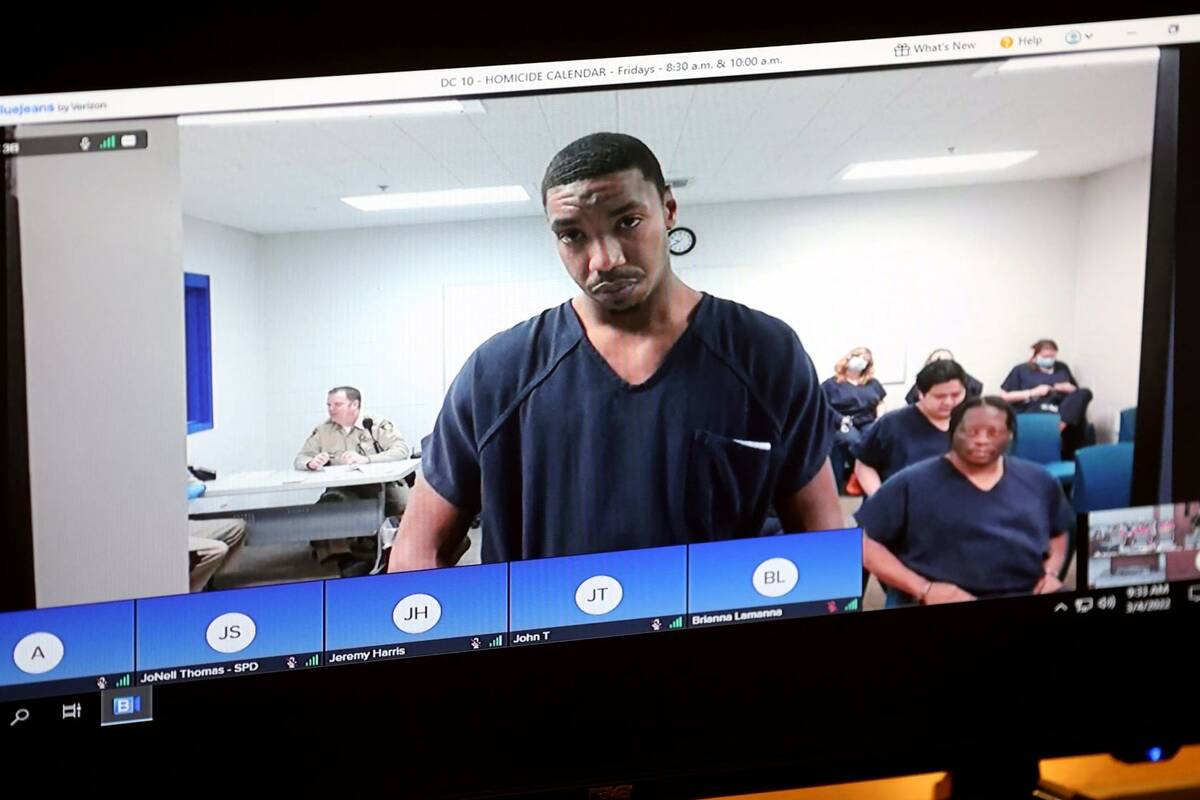 Kevin Osborne appears via video in court at the Regional Justice Center in Las Vegas Friday, Ma ...