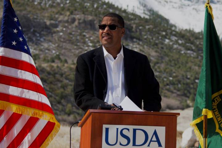 Homer Wilkes, undersecretary of agriculture for natural resources and environment, speaking at ...