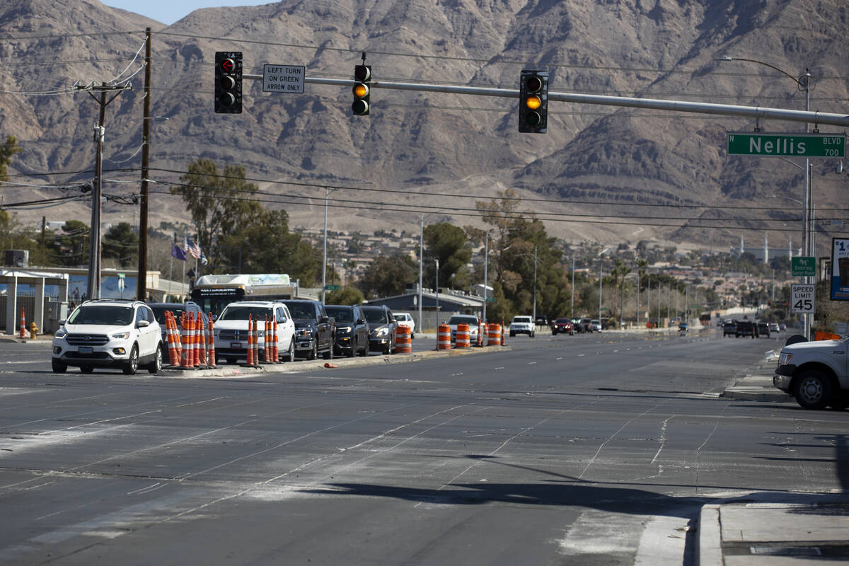 The intersection of Nellis Bouelavard and Bonanza Road in Las Vegas where a road project is sch ...