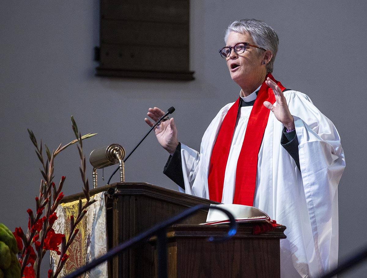 Rev. Donna Mote gives a sermon as the Rev. Elizabeth Bonforte Gardner is consecrated the next E ...