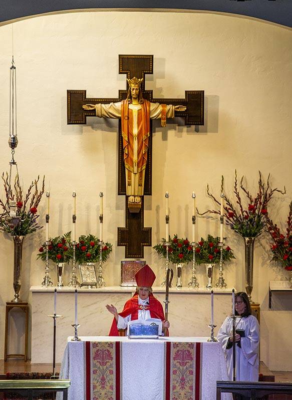 Bishop Rev. Elizabeth Bonforte Gardner gives a prayer after consecrated the next Episcopal Bish ...