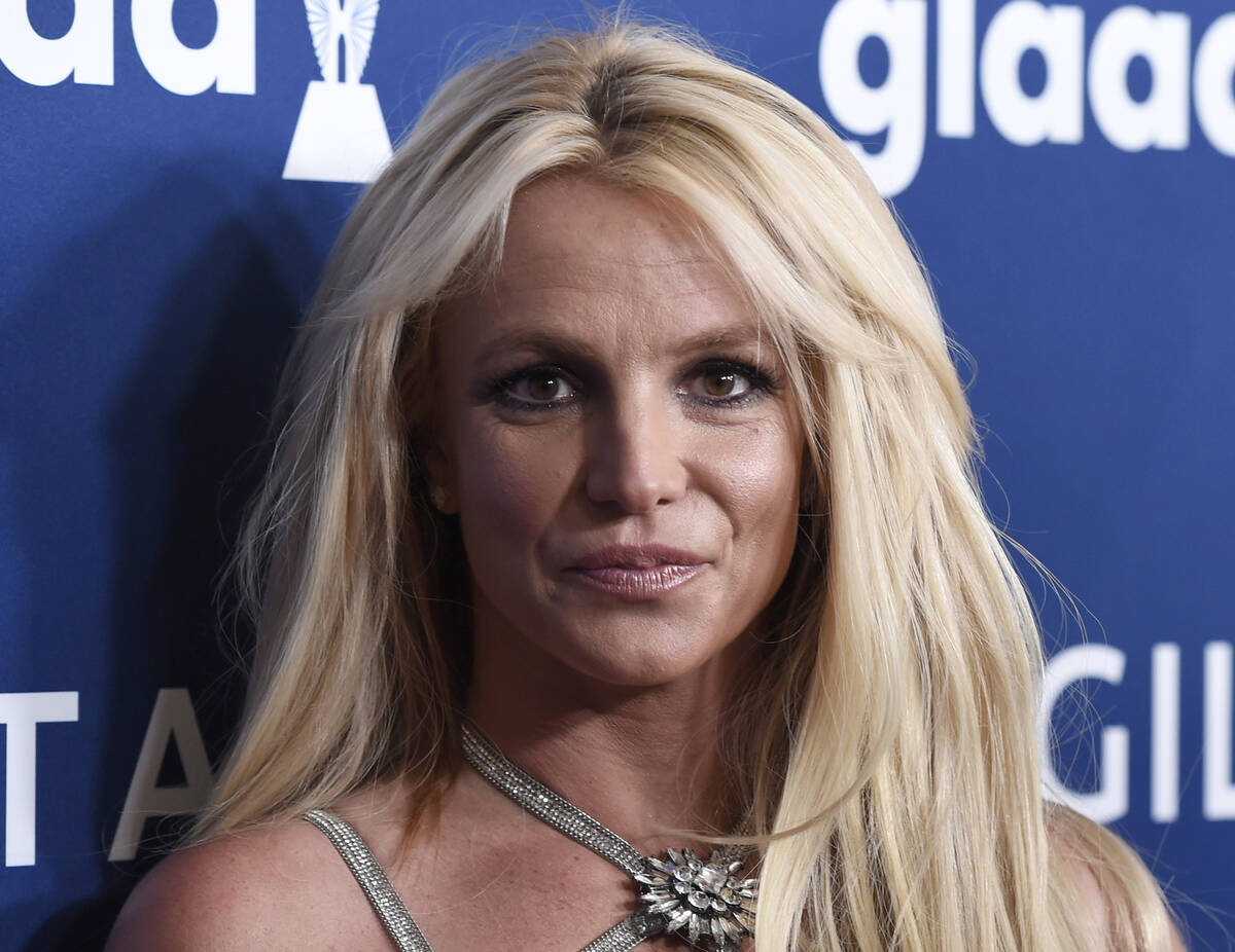 FILE - In this April 12, 2018 file photo Britney Spears arrives at the 29th annual GLAAD Media ...
