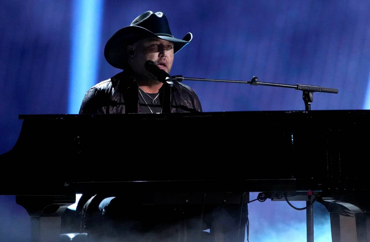 Jason Aldean performs "If I Didn't Love You" at the 57th Academy of Country Music Awards on Mon ...