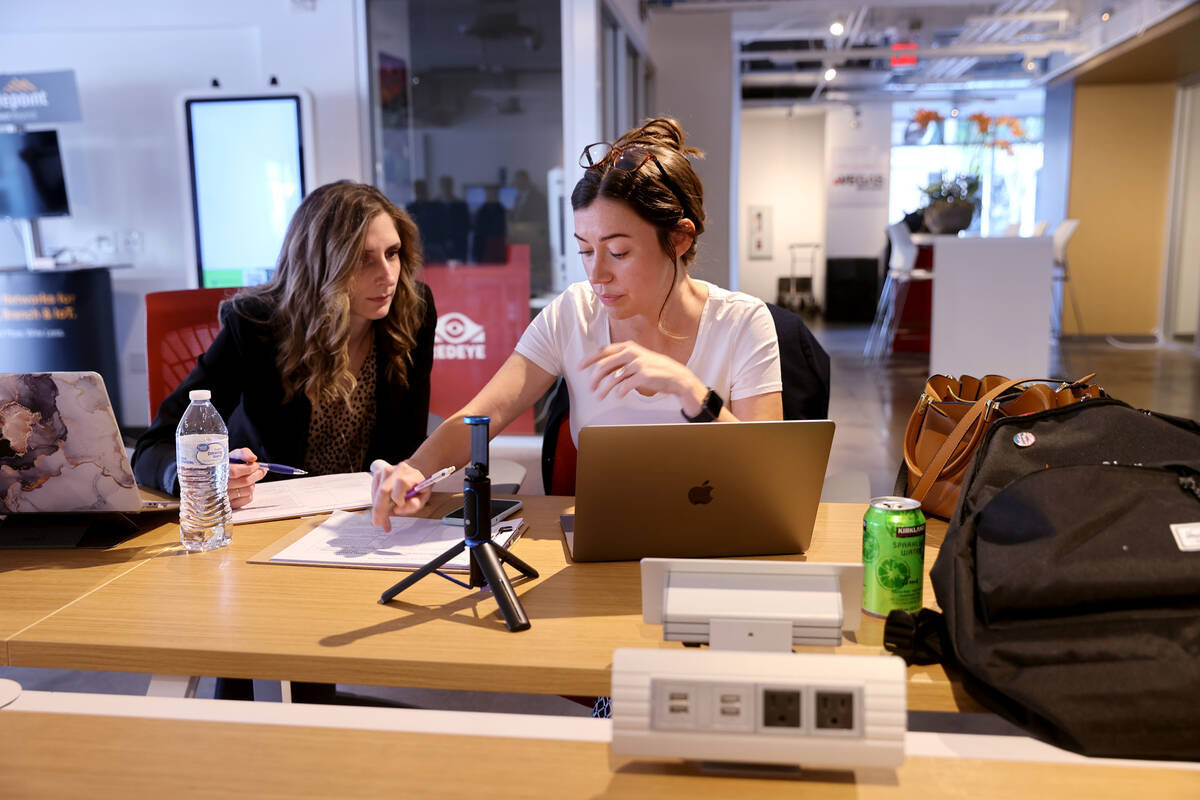 Rachel Repetti, left, lead event planner for gener8tor, and Megan Esposito, social media and co ...