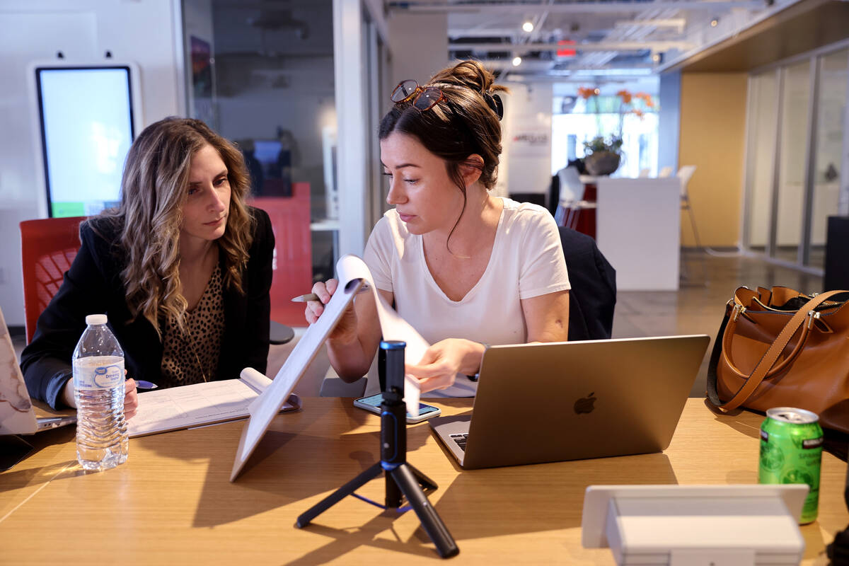 Rachel Repetti, left, lead event planner for gener8tor, and Megan Esposito, social media and co ...