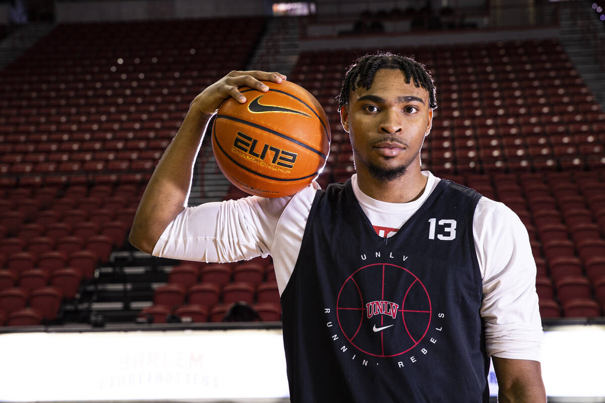 UNLV guard Bryce Hamilton poses for a portrait at the Thomas & Mack Center Tuesday, March 1 ...