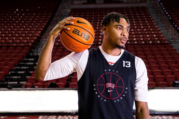 UNLV guard Bryce Hamilton poses for a portrait at the Thomas & Mack Center Tuesday, March 1 ...