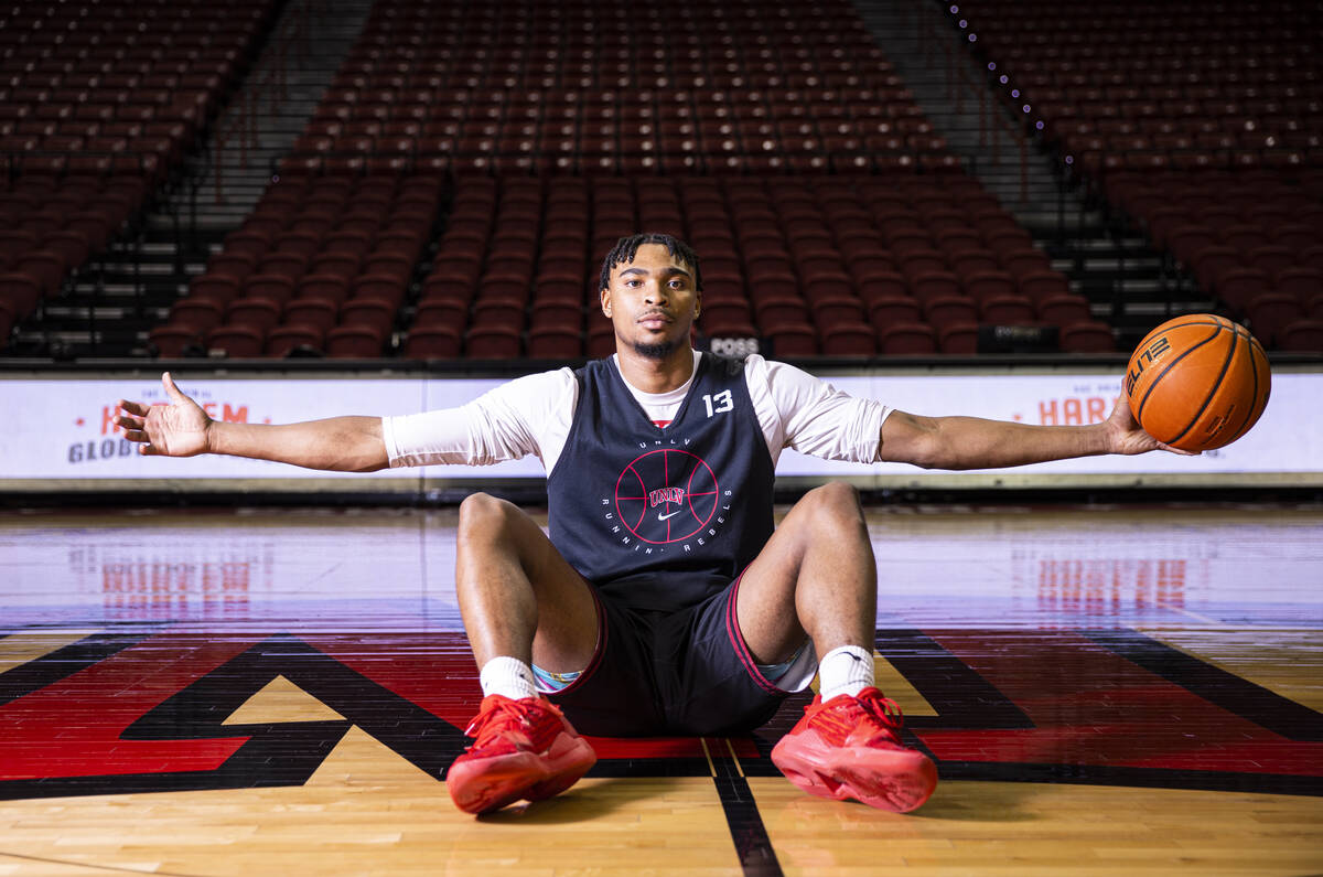 UNLV guard Bryce Hamilton poses for a portrait at the Thomas & Mack Center Tuesday, March 1 ...