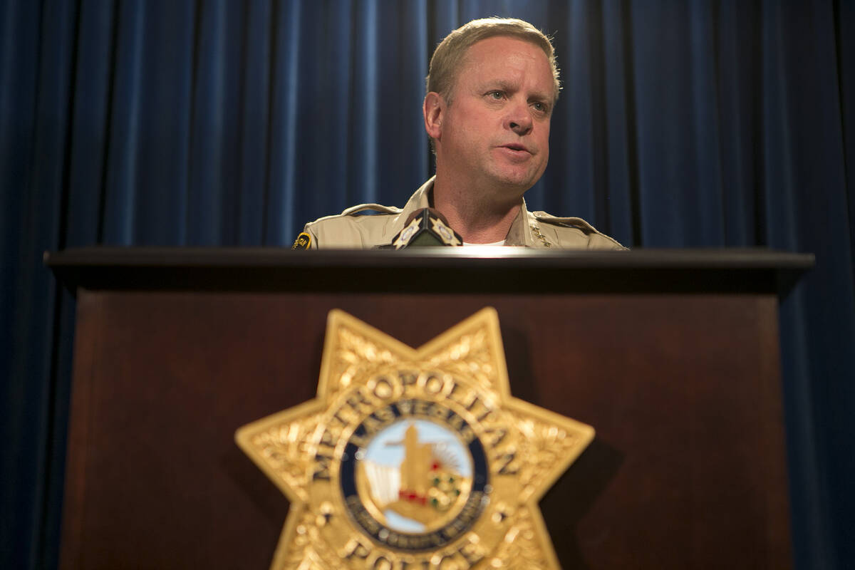 Then-Undersheriff Kevin McMahill speaks during a news conference at Metropolitan Police Departm ...