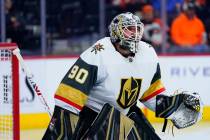 Vegas Golden Knights' Robin Lehner plays during an NHL hockey game, Tuesday, March 8, 2022, in ...