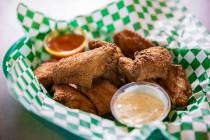 Brined chicken wings at Sticks Tavern on Wednesday, March 9, 2022, in Henderson. (Benjamin Hage ...