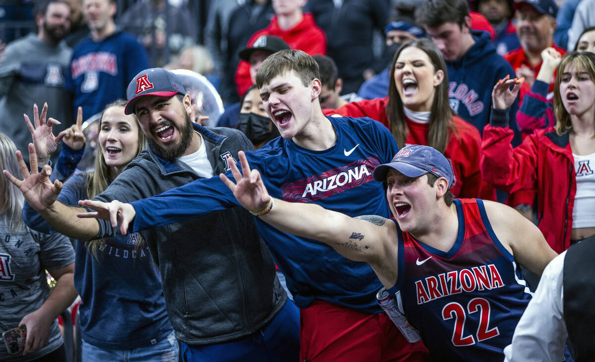 Arizona Wildcats fans celebrates their win over the Stanford Cardinals following the second hal ...