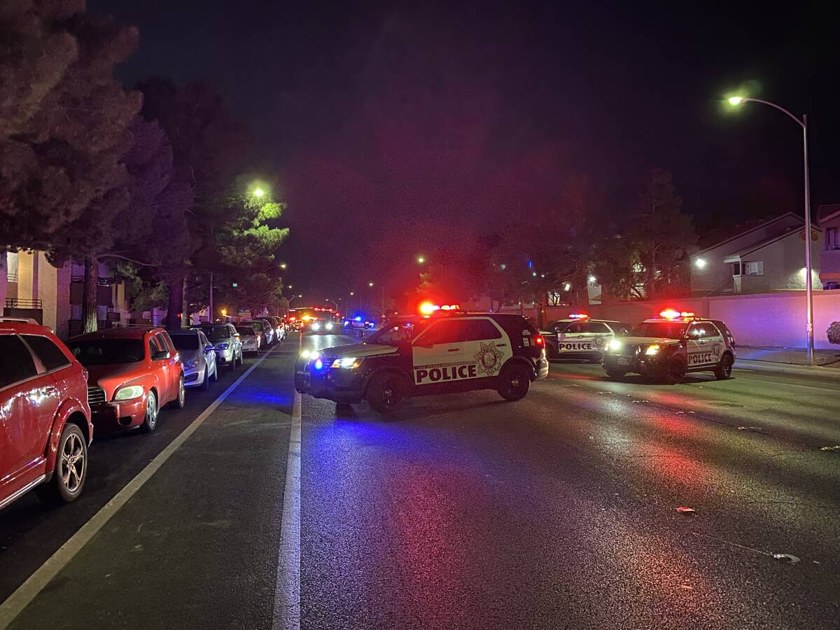 Las Vegas police were investigating a homicide in the 2200 block of North Torrey Pines Drive ar ...