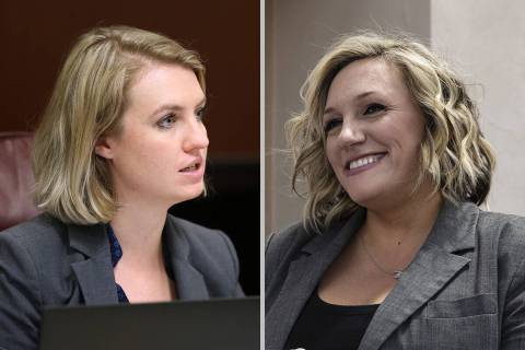 The Nevada Supreme Court has yet to rule about whether state senators Melanie Scheible, left, a ...