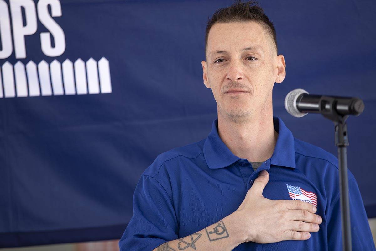 Army Sergeant Adam Poppenhouse, who was injured in Iraq in 2006, thanks Homes for Our Troops an ...