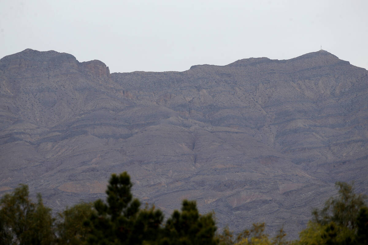 Gass Peak, right, is seen from the Clark County Shooting Complex on Wednesday, Nov. 27, 2019. ( ...