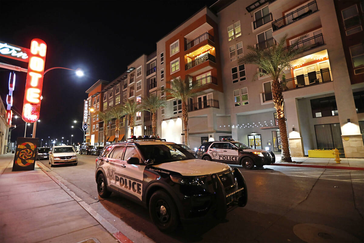 Las Vegas police investigate a suspected murder-suicide inside an apartment in the 900 block of ...