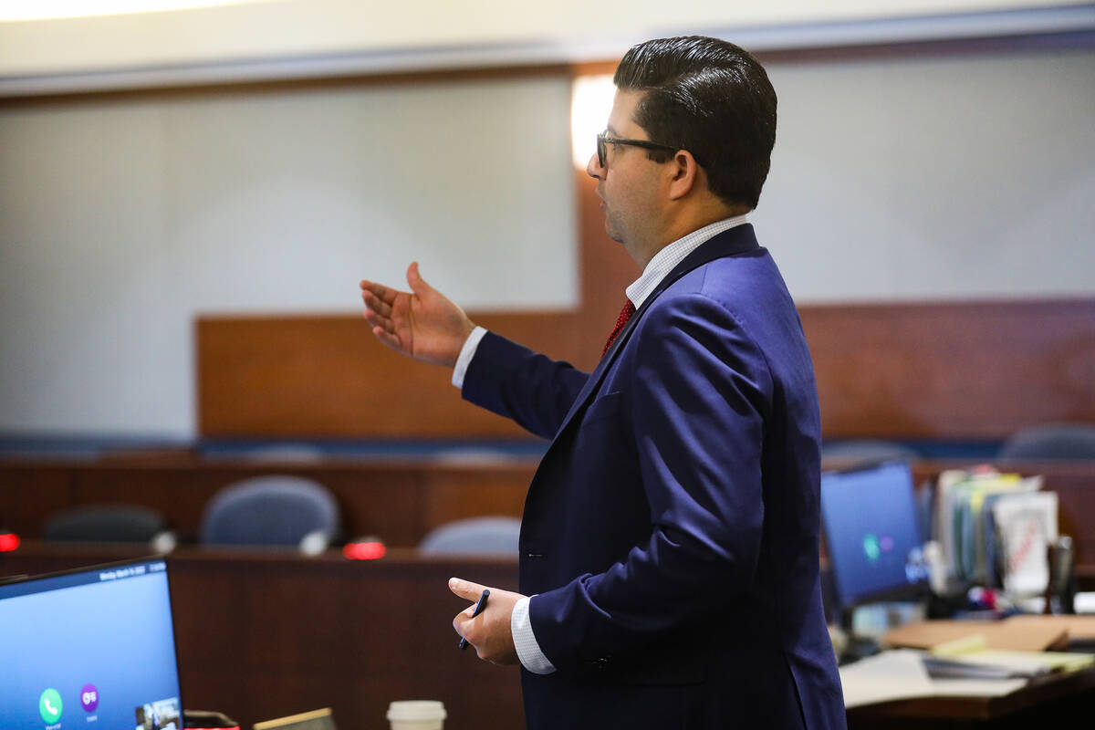 Eckley Keach asks questions of a witness at a preliminary hearing for Edward Romero-Cordero, wh ...