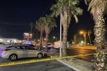 North Las Vegas police at the scene of a collision between motorcyclists and an SUV that killed ...