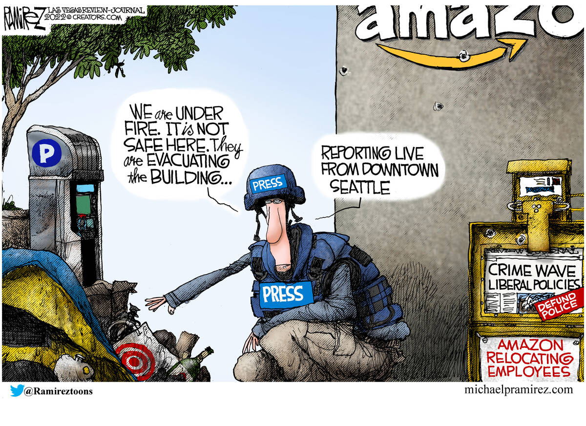 Reporting live from the war zone … in downtown Seattle | CARTOON | Las Vegas Review-Journal Reporting live from the war zone … in downtown Seattle | CARTOON | Las Vegas Review-Journal