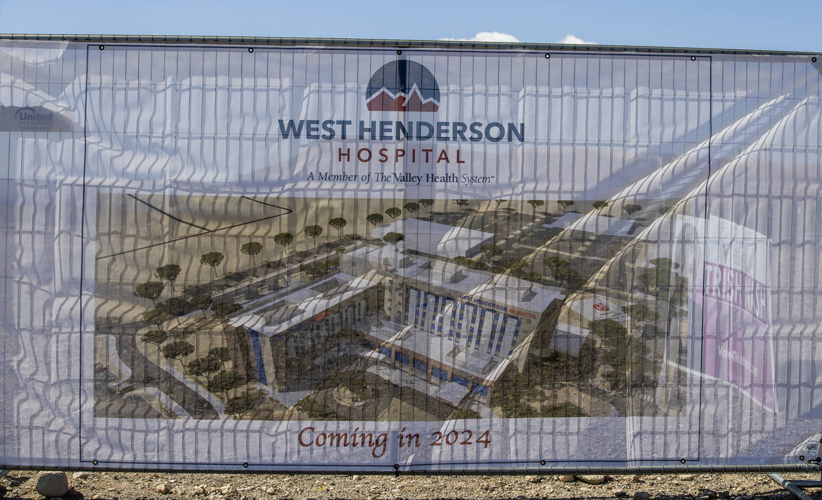 Signage on fence line as construction begins for the new West Henderson Hospital on Wednesday, ...