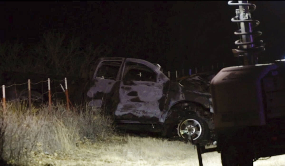 Emergency responders work the scene of a fatal crash late Tuesday, March 15, 2022 in Andrews Co ...
