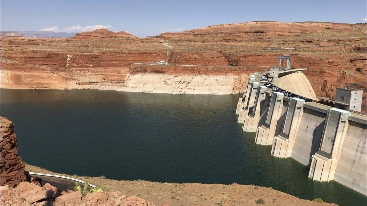Glen Canyon Dam is seen in Page, Ariz., in August 2019. (AP Photo/Susan Montoya Bryan)