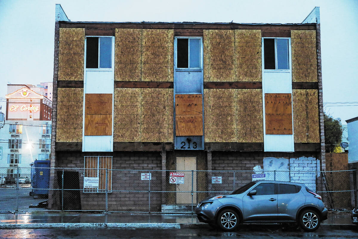 The former Alpine Motel on Tuesday, Dec. 14, 2021, in Downtown Las Vegas. Rachel Aston Las Vega ...