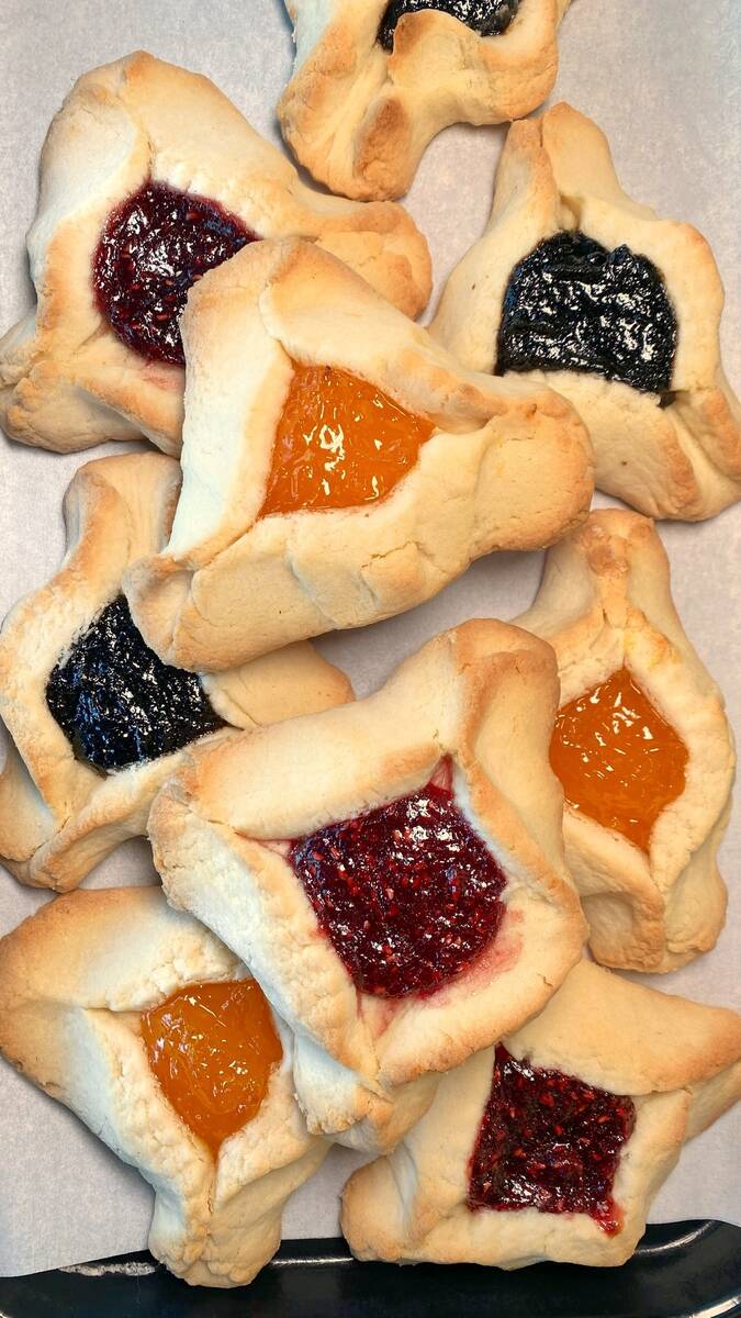 A display of hamantaschen, cookies associated with the Jewish holiday Purim, at Siegel’s Bage ...