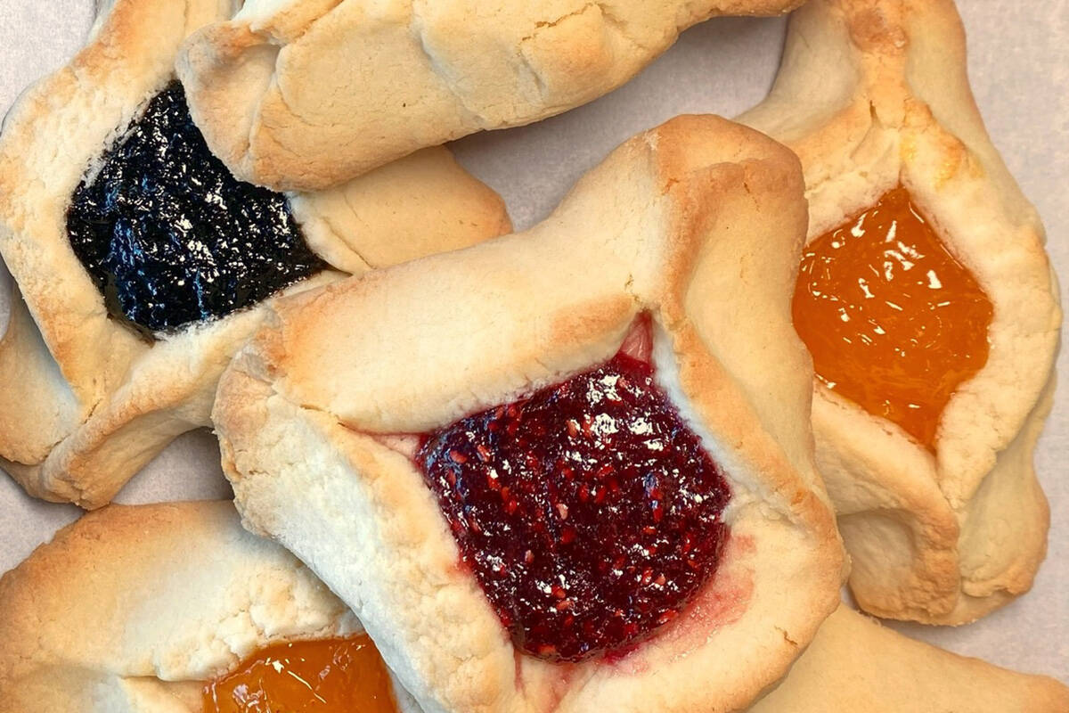 A display of hamantaschen, cookies associated with the Jewish holiday Purim, at Siegel’s Bage ...