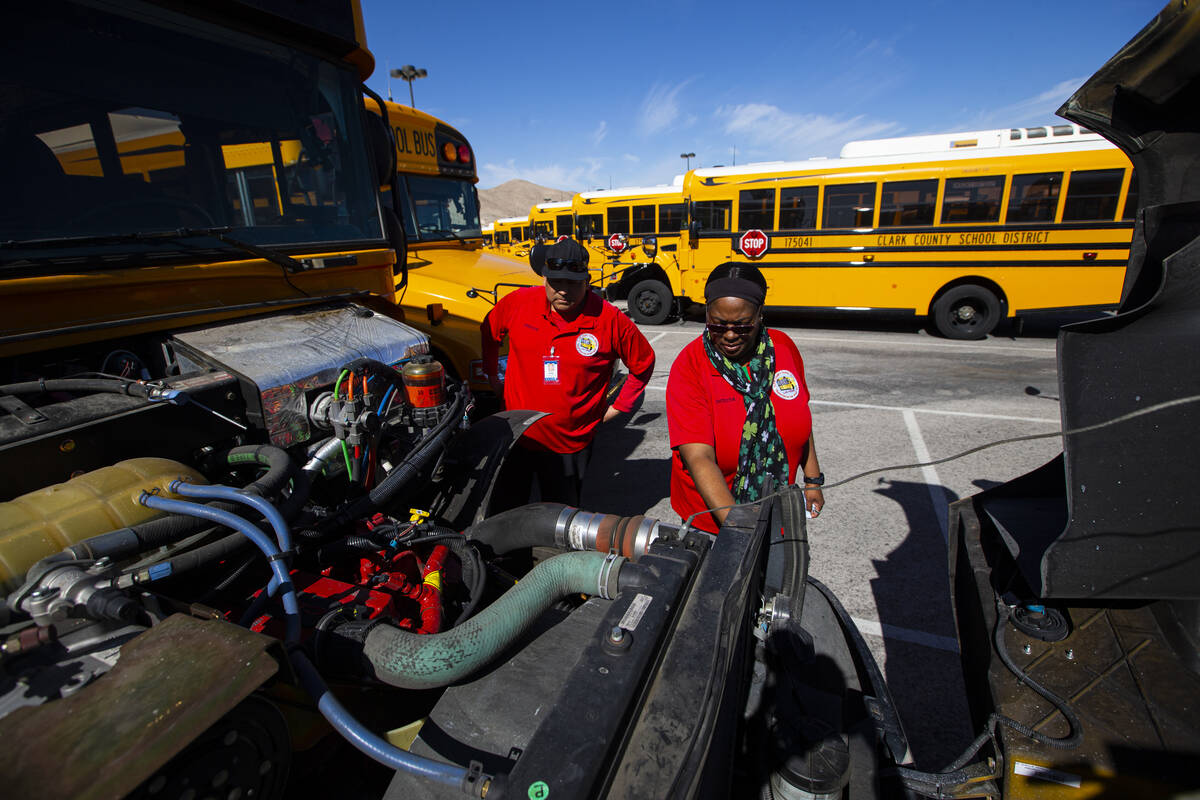 Danielle Mack-Hayward, right, and Roger Paramo, transportation instructors at the Clark County ...