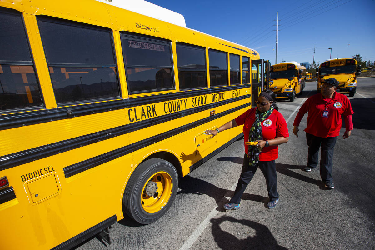 Danielle Mack-Hayward, left, and Roger Paramo, transportation instructors at the Clark County S ...