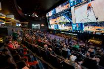 The Circa Sportsbook is packed with fans during the first day of March Madness on Thursday, Mar ...