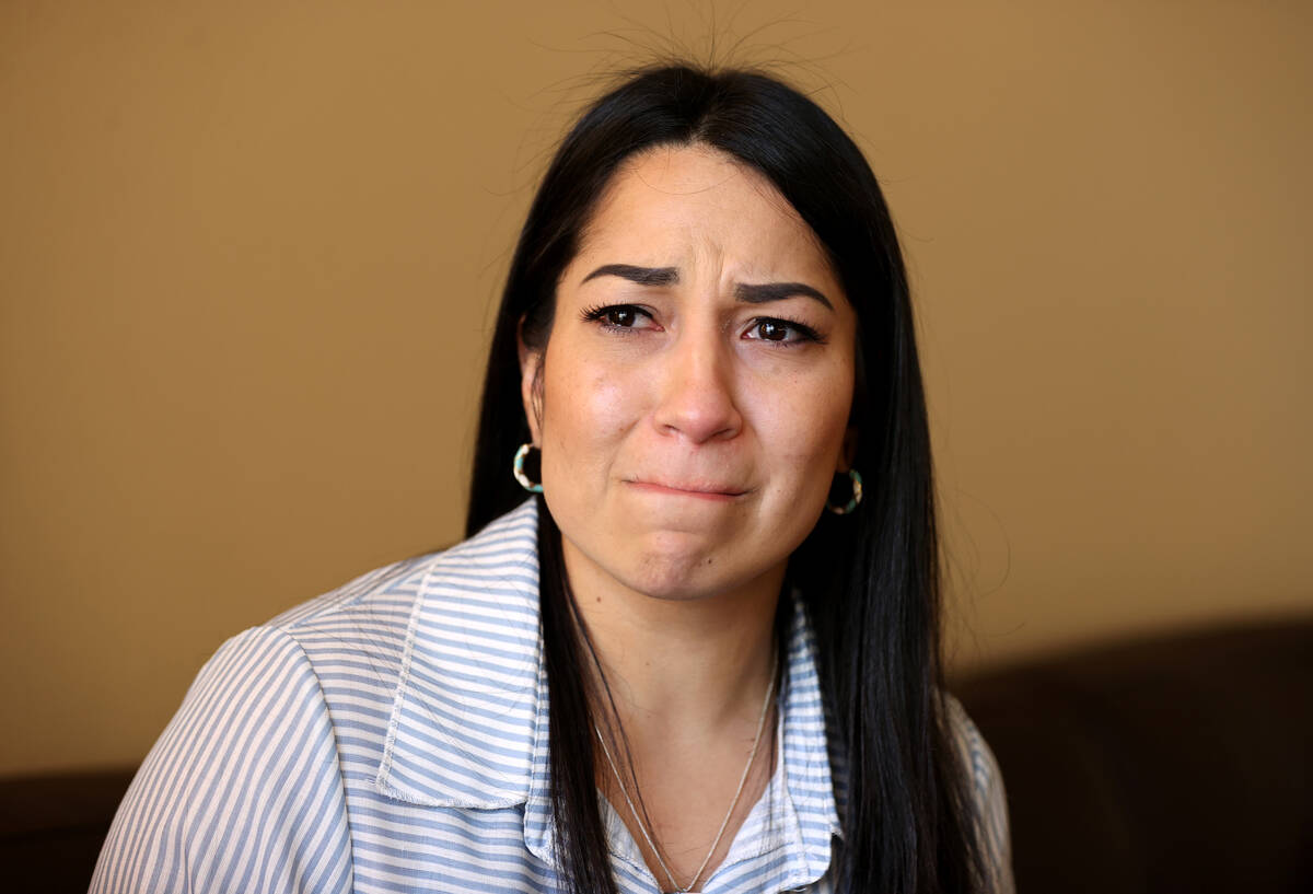 Amy Villarreal, a former therapist at Crescent Academy Therapy Center, talks to a reporter duri ...