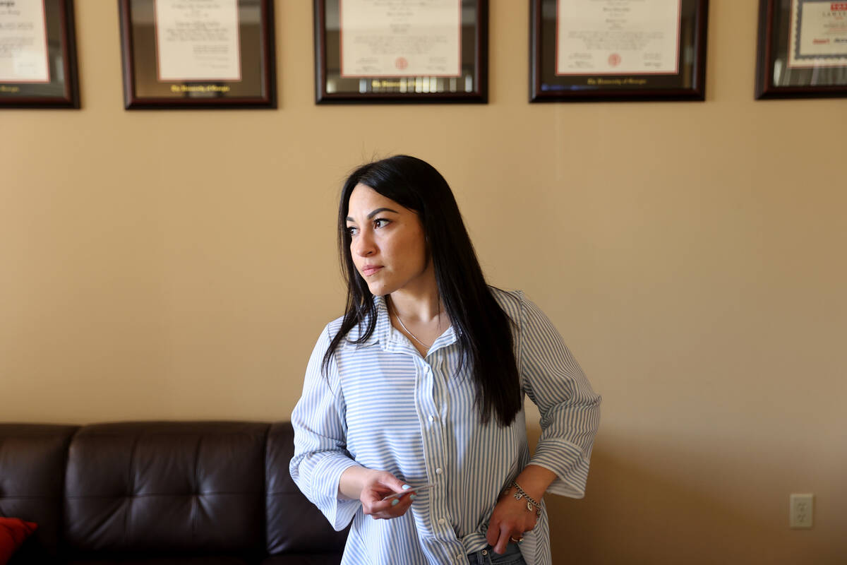 Amy Villarreal, a former therapist at Crescent Academy Therapy Center, talks to a reporter duri ...