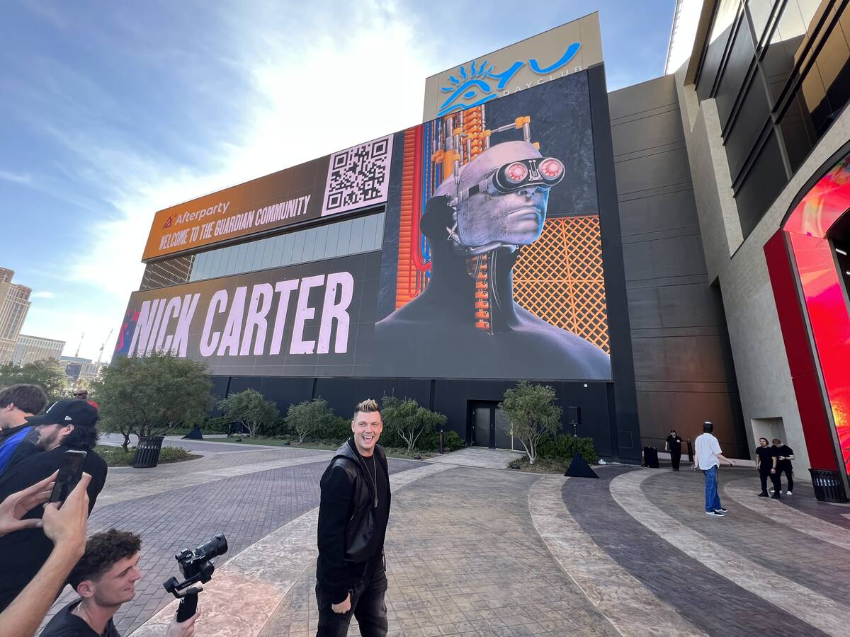 Nick Carter of the Backstreet Boys is shown with his first NFT digital art piece at Resorts Wor ...