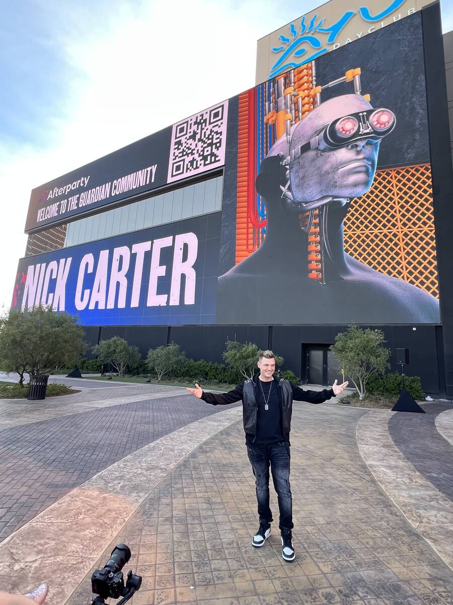 Nick Carter of the Backstreet Boys is shown with his first NFT digital art piece at Resorts Wor ...