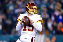 Washington Football Team's Garrett Gilbert plays during an NFL football game, Tuesday, Dec. 21, ...