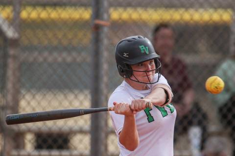 Palo Verde’s Cameron Lauretta is shown hitting during a high school softball game Tuesday, Ma ...