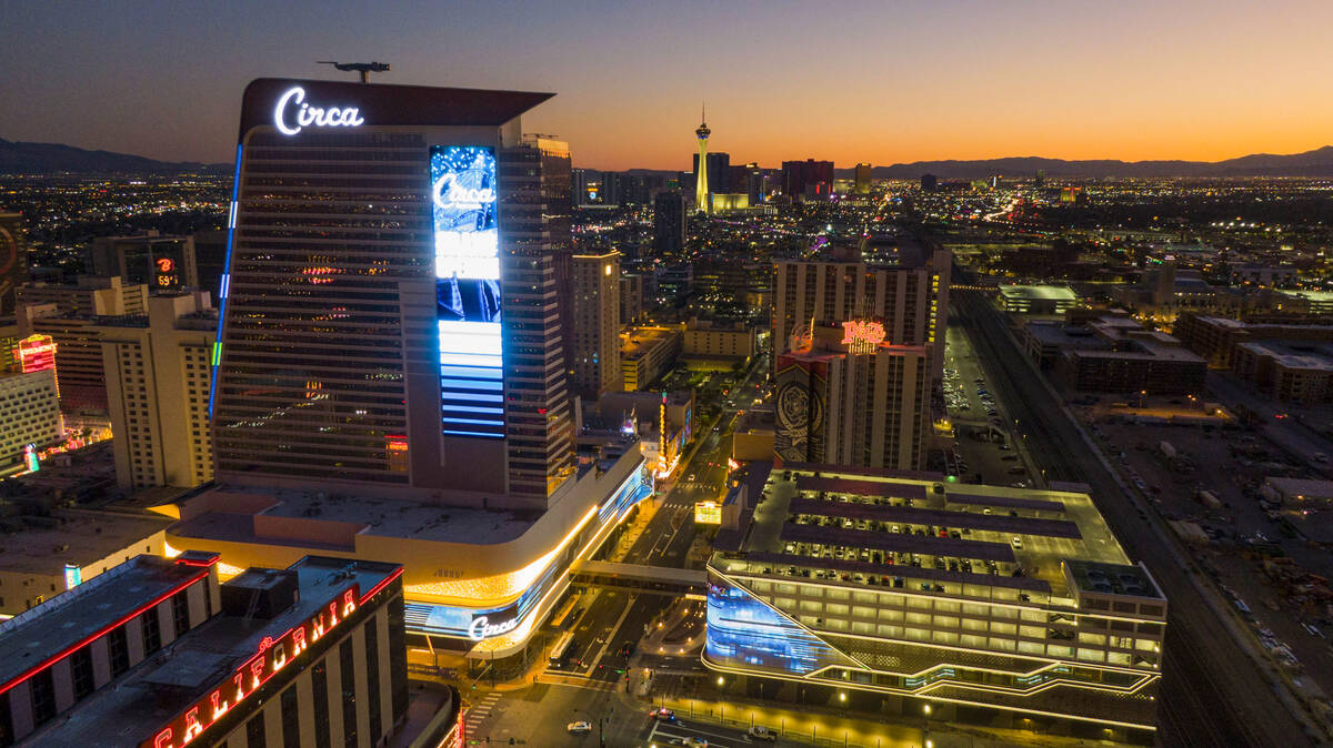 An aerial view of Circa Resort & Casino in downtown Las Vegas, on Tuesday evening, October 27, ...