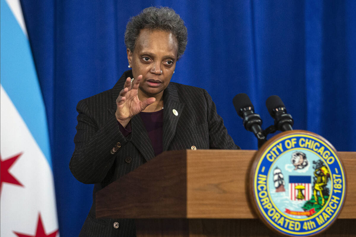 In this Dec. 17, 2020, file photo, Chicago Mayor Lori Lightfoot speaks during a news conference ...