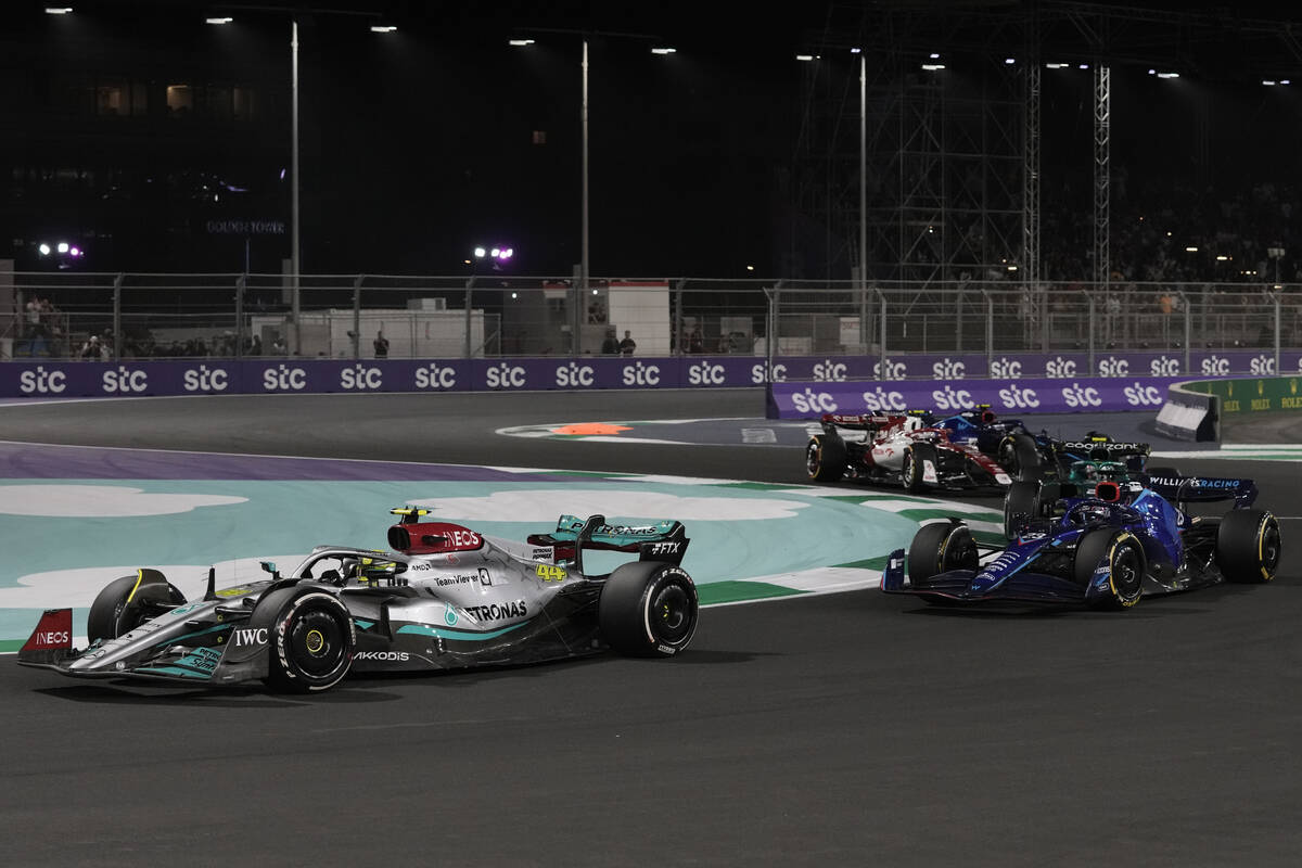 Mercedes driver Lewis Hamilton of Britain steers his car during q the Formula One Grand Prix it ...